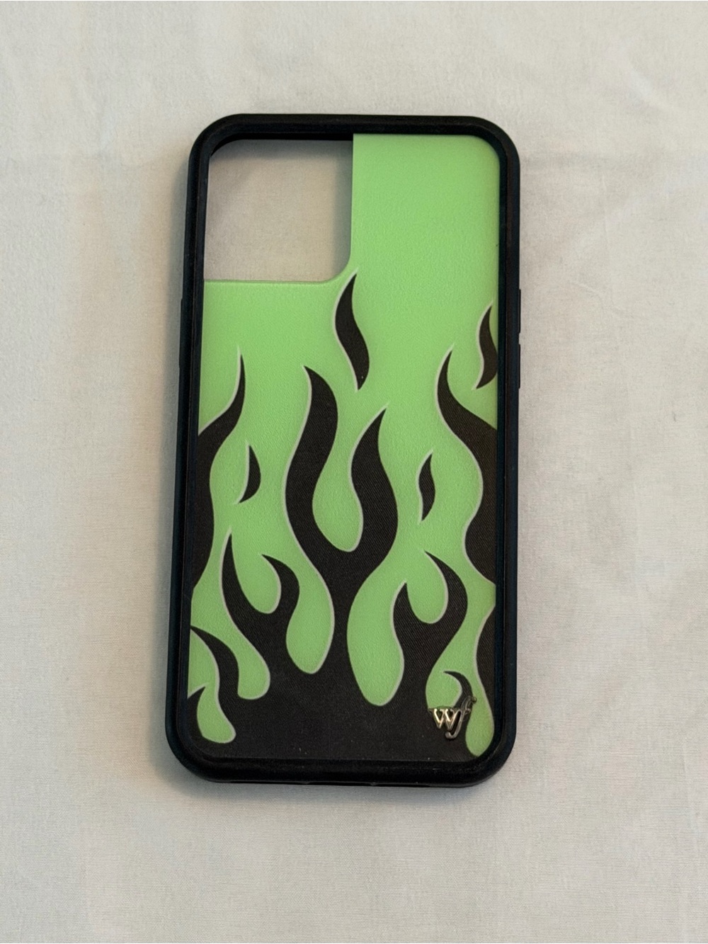 iPhone 12 Pro Max Wildflower Green and Black Flames Phone Case